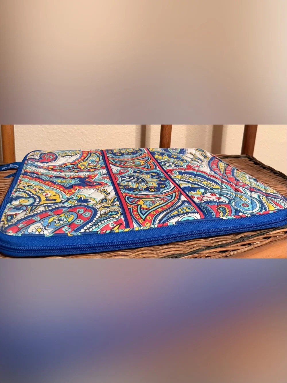 Vera Bradley Quilted Laptop Sleeve Retired Marina Paisley Padded Case ~